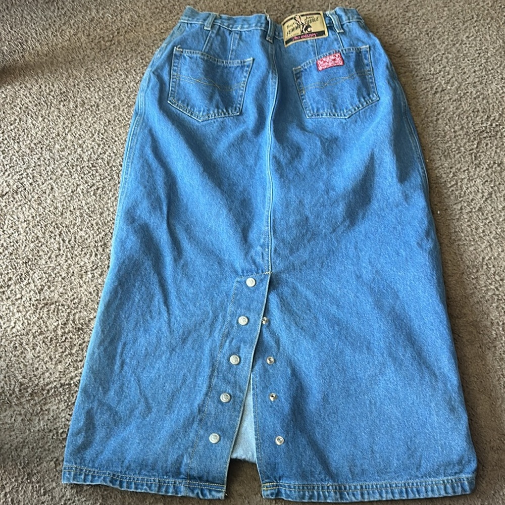 Vintage No Excuses Blue Denim Maxi Skirt size 13/14 - Picture 3 of 3